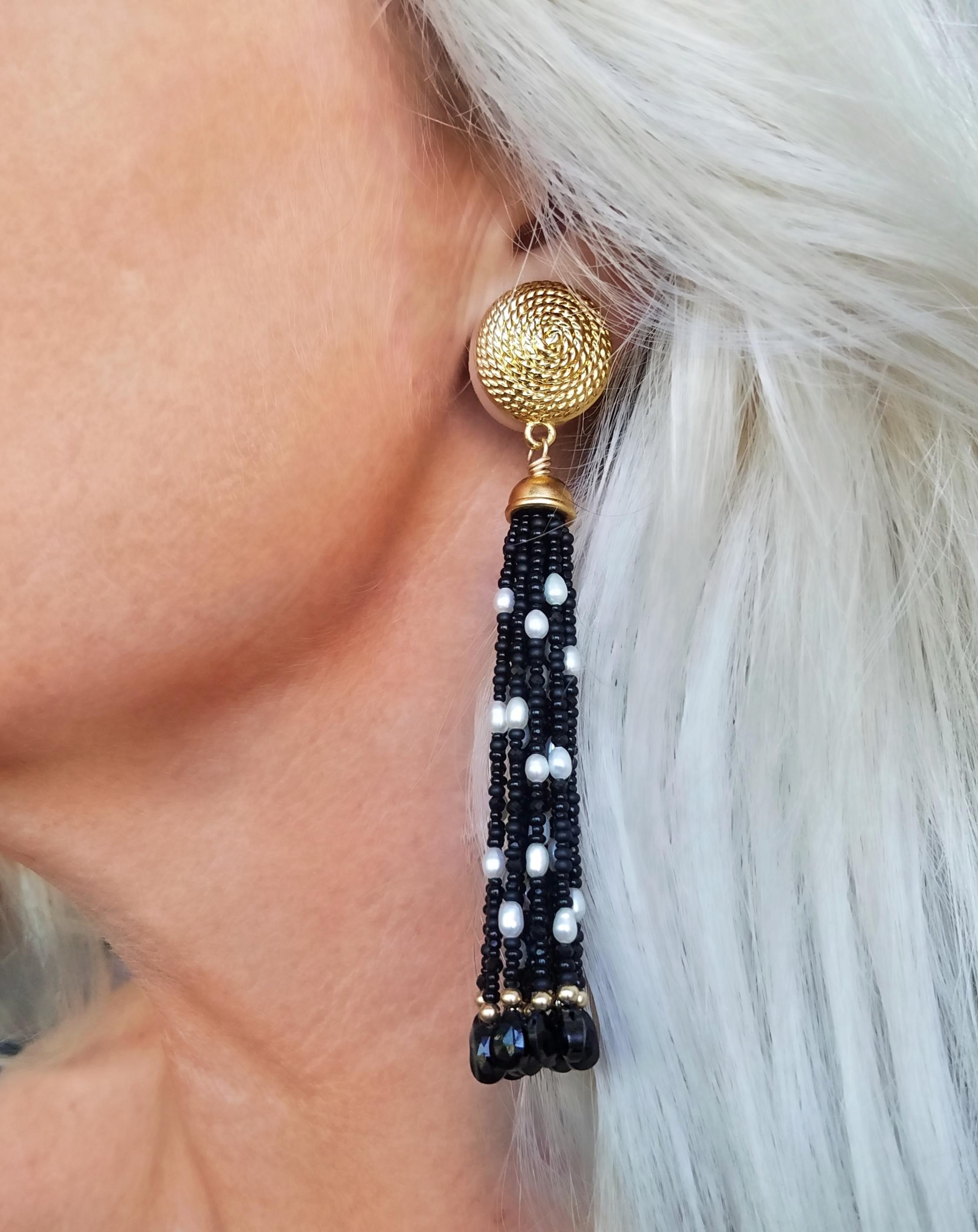 Women's Vintage Spinel and Pearl Tassel Earrings For Sale