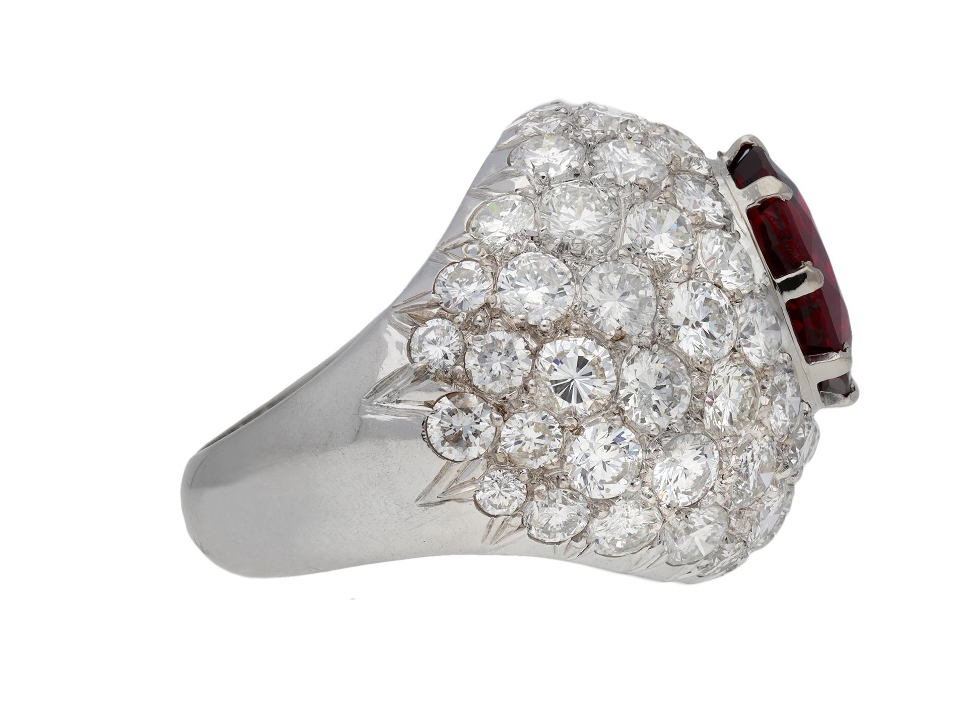 Vintage-Ring aus Spinell und Diamant, um 1960 (Alteuropäischer Schliff) im Angebot