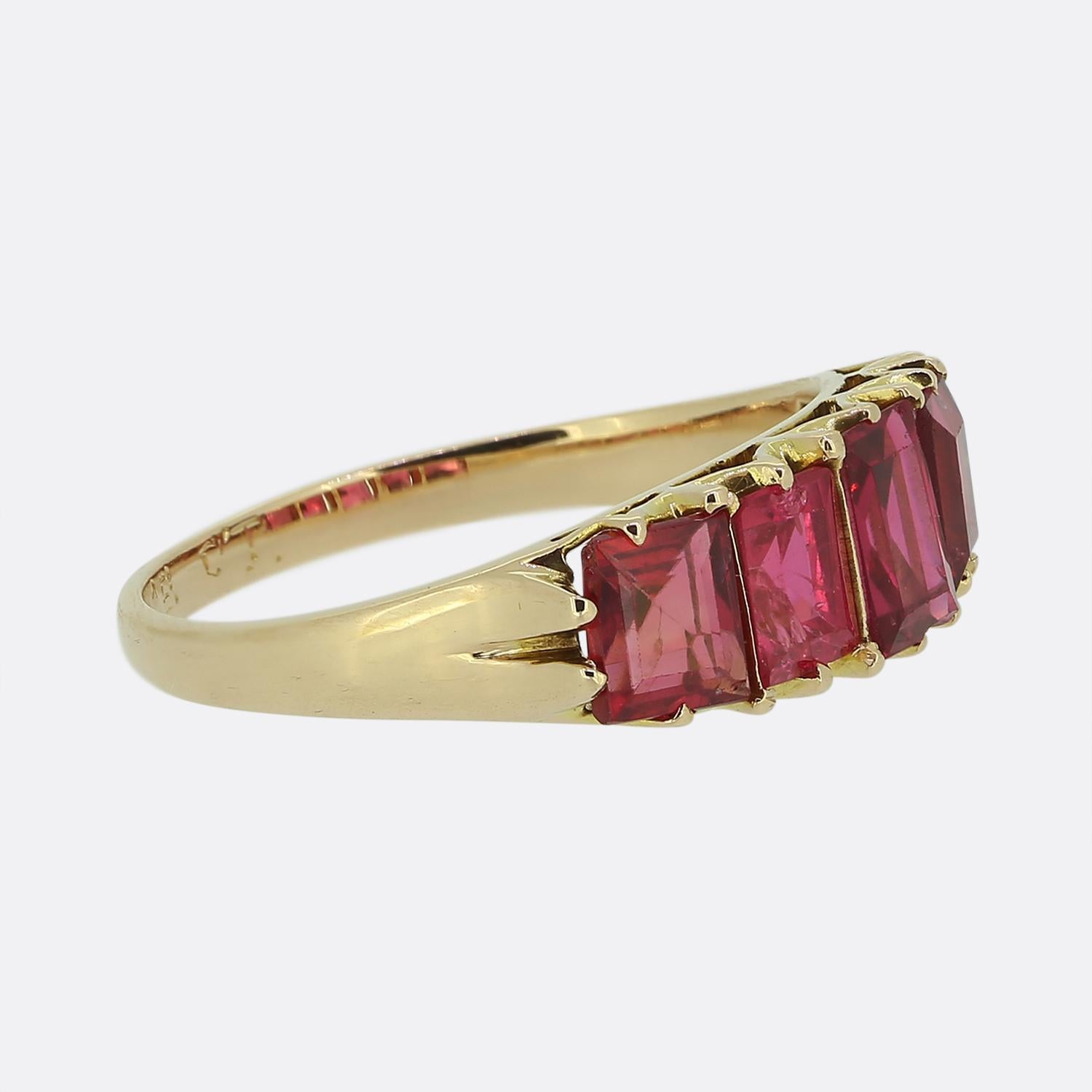 Baguette Cut Vintage Spinel Five-Stone Ring For Sale