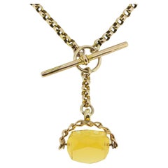 Used Spinning Citrine Charm Necklace