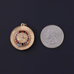 Vintage Spinning Roulette Wheel Pendant of 14k Gold