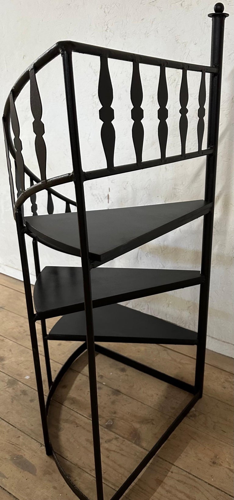 Vintage Spiral 3-Step Metal and Wood Library Steps or Stand For Sale at ...