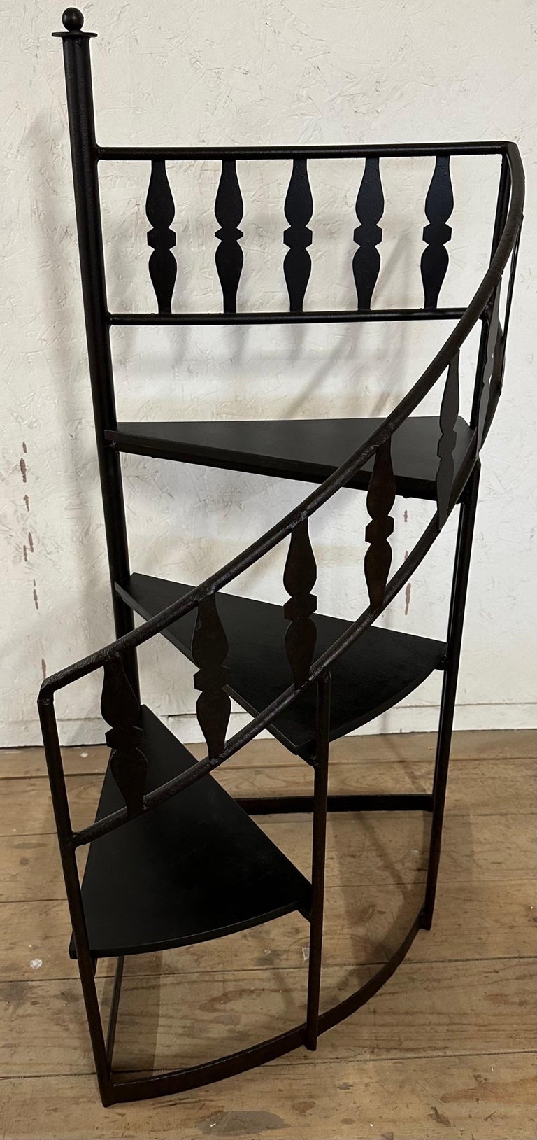 Vintage Spiral 3-Step Metal and Wood Library Steps or Stand For Sale at ...