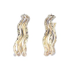 Vintage Spiral Design 18 Karat Gold Hoop Earrings