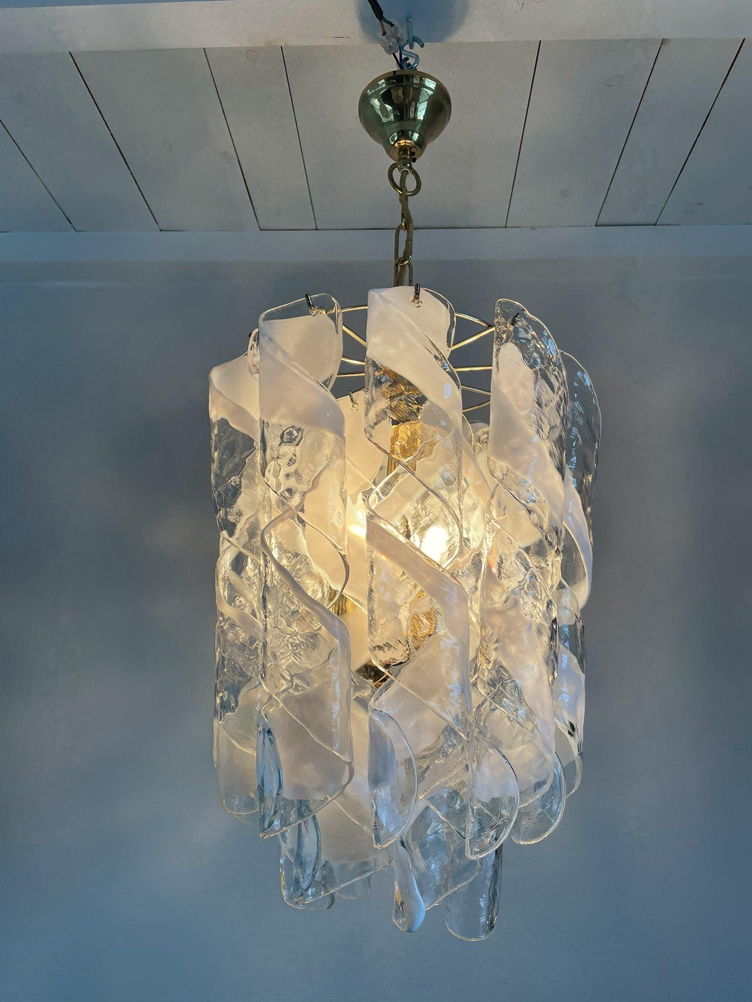Late 20th Century Vintage Spiral Glass Chandelier, 1970s For Sale