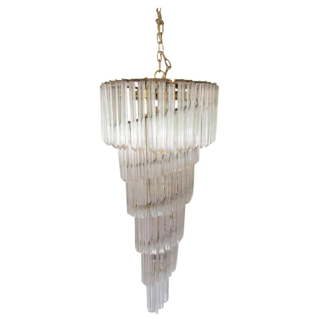 Vintage Spiral Murano Glass Chandelier For Sale