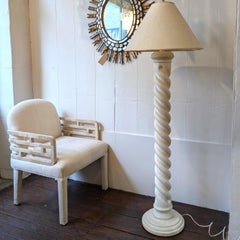Vintage spiral twist Michael Taylor style textured plaster floor lamp, USA 1980s