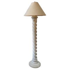 Vintage spiral twist Michael Taylor style textured plaster floor lamp, USA 1980s