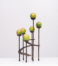 Portavelas vintage de hierro forjado en espiral  Años 70 Austria