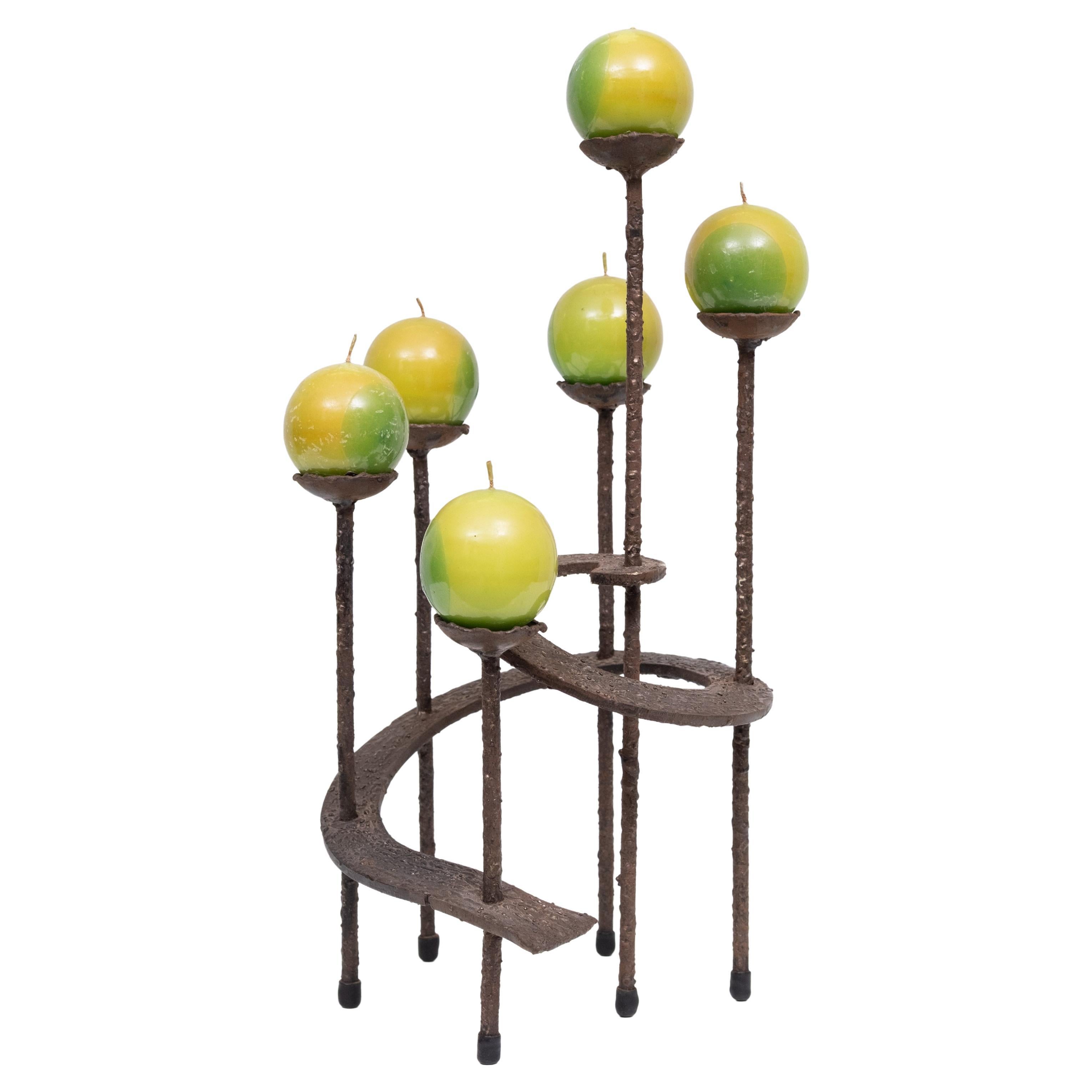 Vintage spiral wrought iron candle holder  1970s Austria