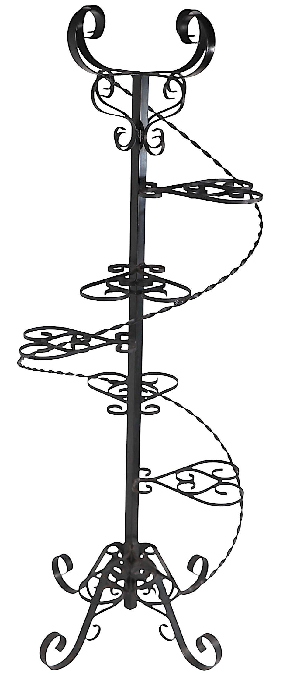 Vintage Spiral Wrought Iron Plant Stand For Sale 5