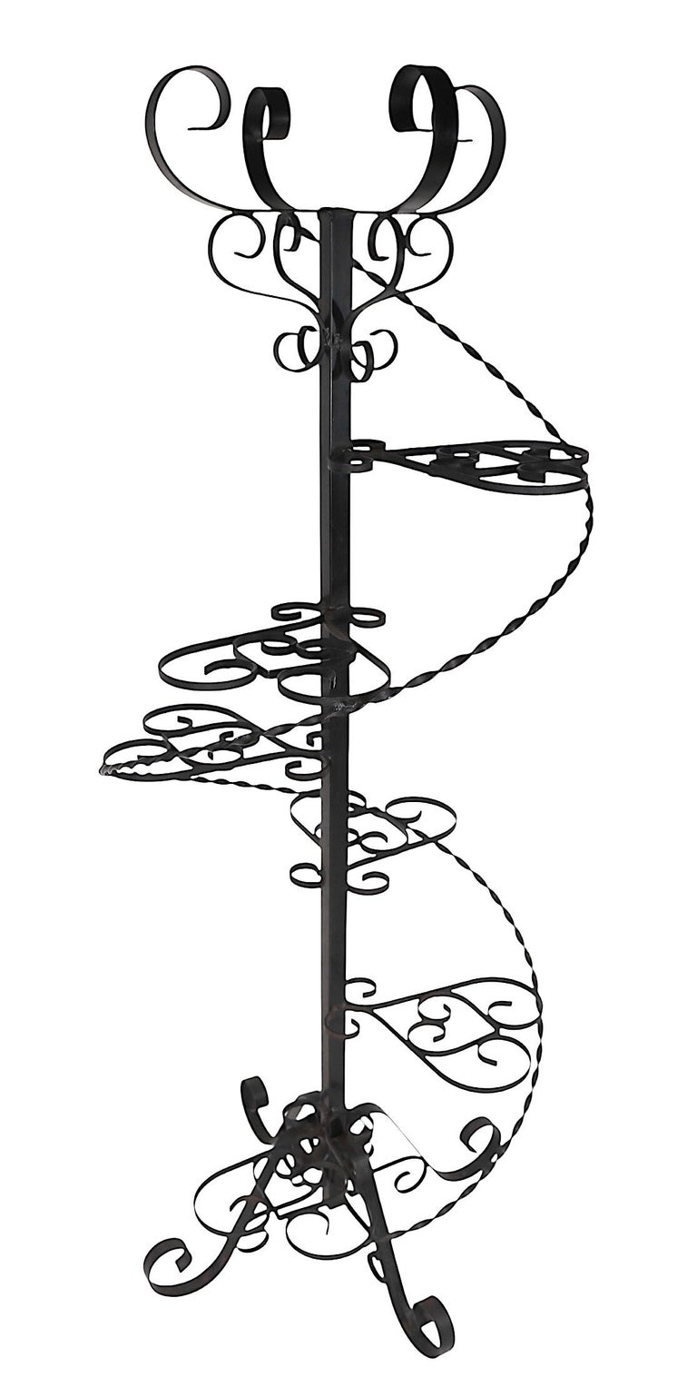Vintage Spiral Wrought Iron Plant Stand For Sale at 1stDibs