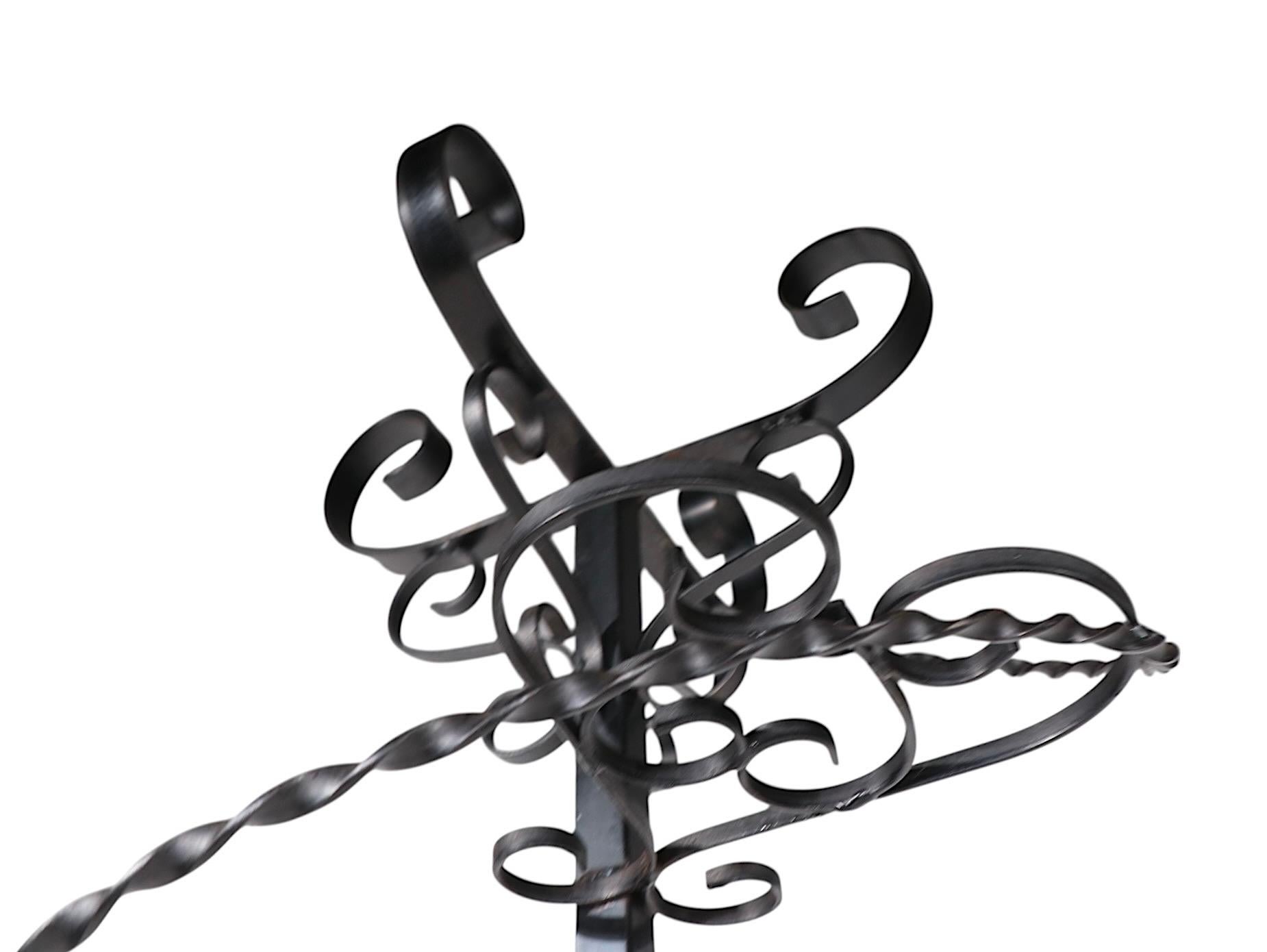 Hollywood Regency Vintage Spiral Wrought Iron Plant Stand For Sale
