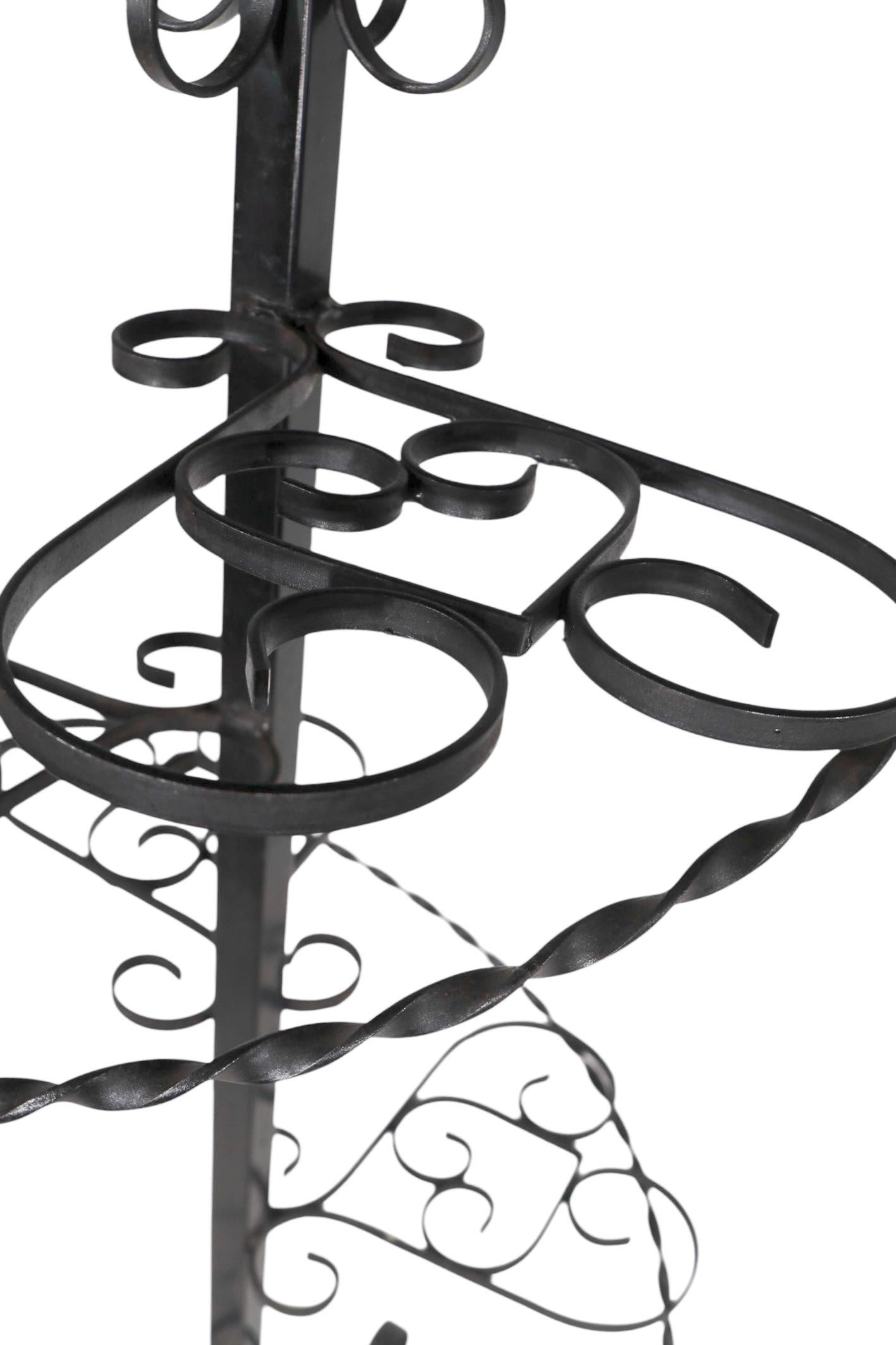 American Vintage Spiral Wrought Iron Plant Stand For Sale