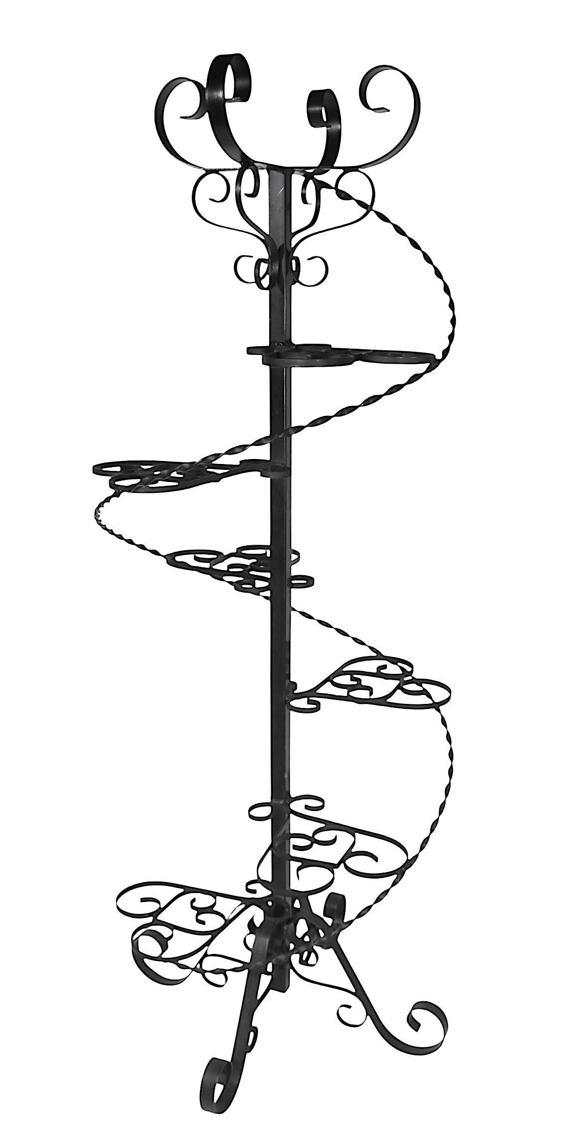 Vintage Spiral Wrought Iron Plant Stand For Sale 1