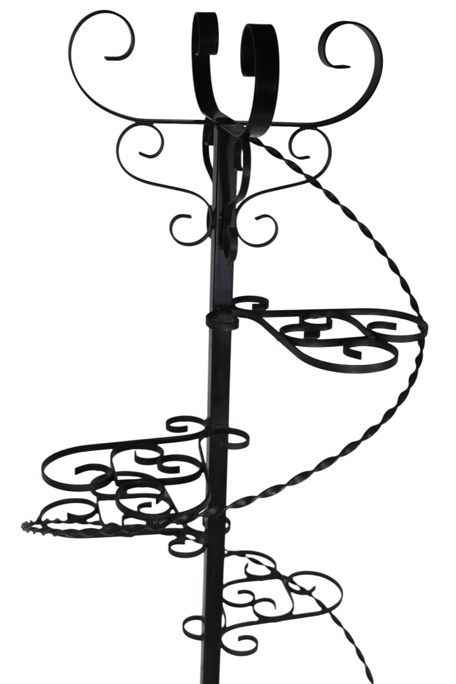 Vintage Spiral Wrought Iron Plant Stand For Sale 2