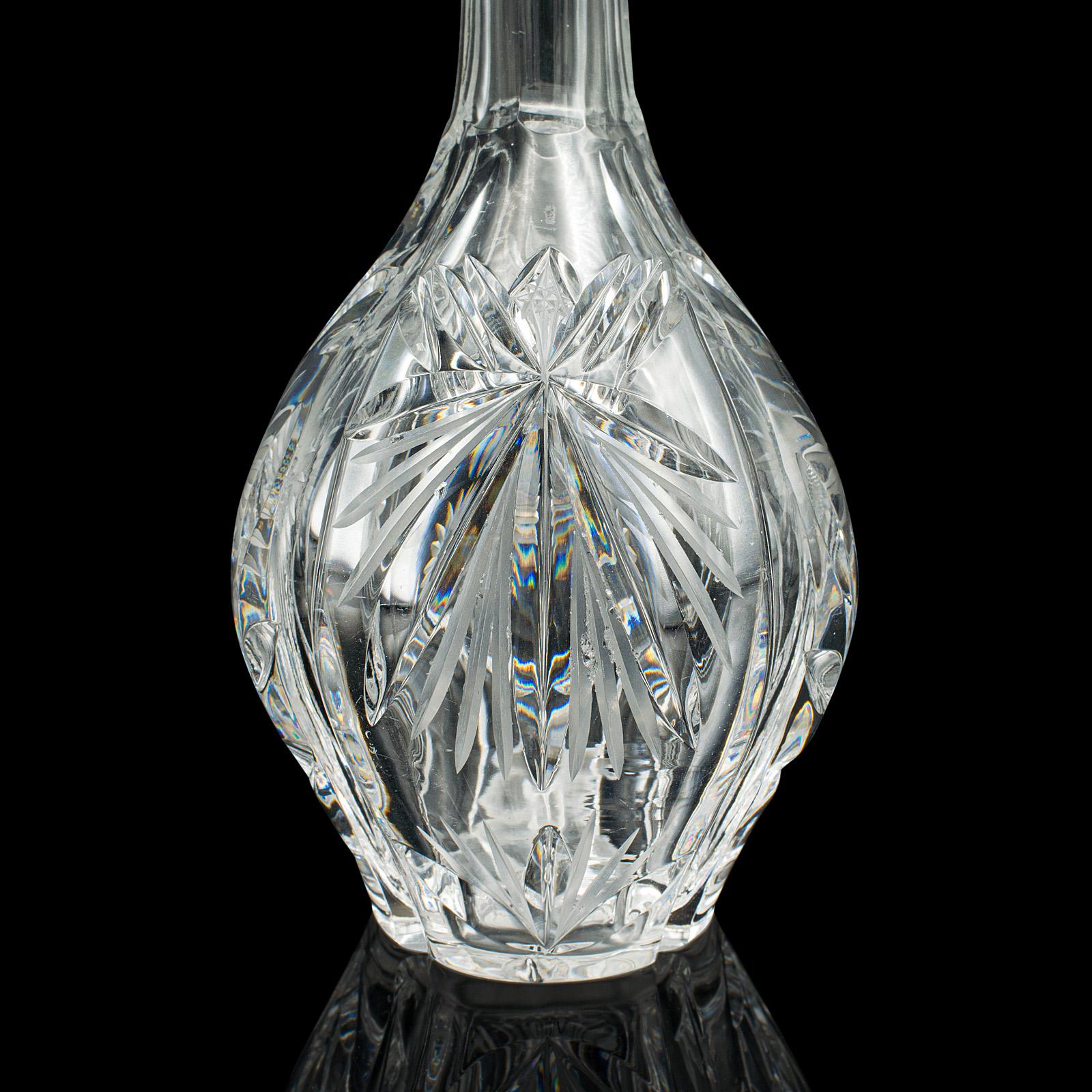Vintage Spirit Decanter, English, Glass, Sterling Silver Collar, Hallmarked 1933 For Sale 4