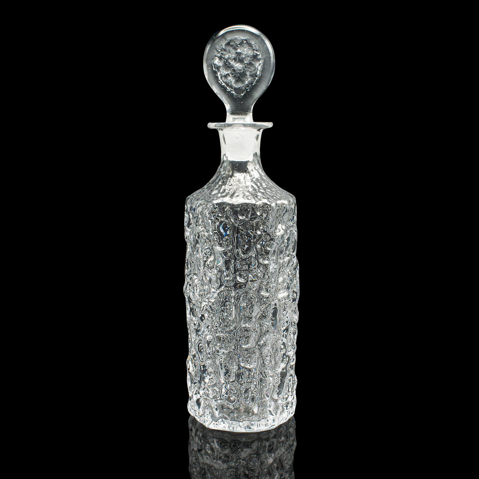 Mid-Century Modern Vintage Spirit Decanter, Italian, Art Glass, Glacier Finish, Liqueur, Aperitif For Sale