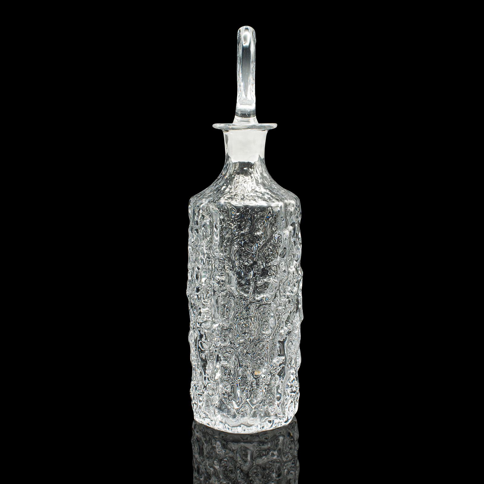 Vintage Spirit Decanter, Italian, Art Glass, Glacier Finish, Liqueur, Aperitif In Good Condition For Sale In Hele, Devon, GB
