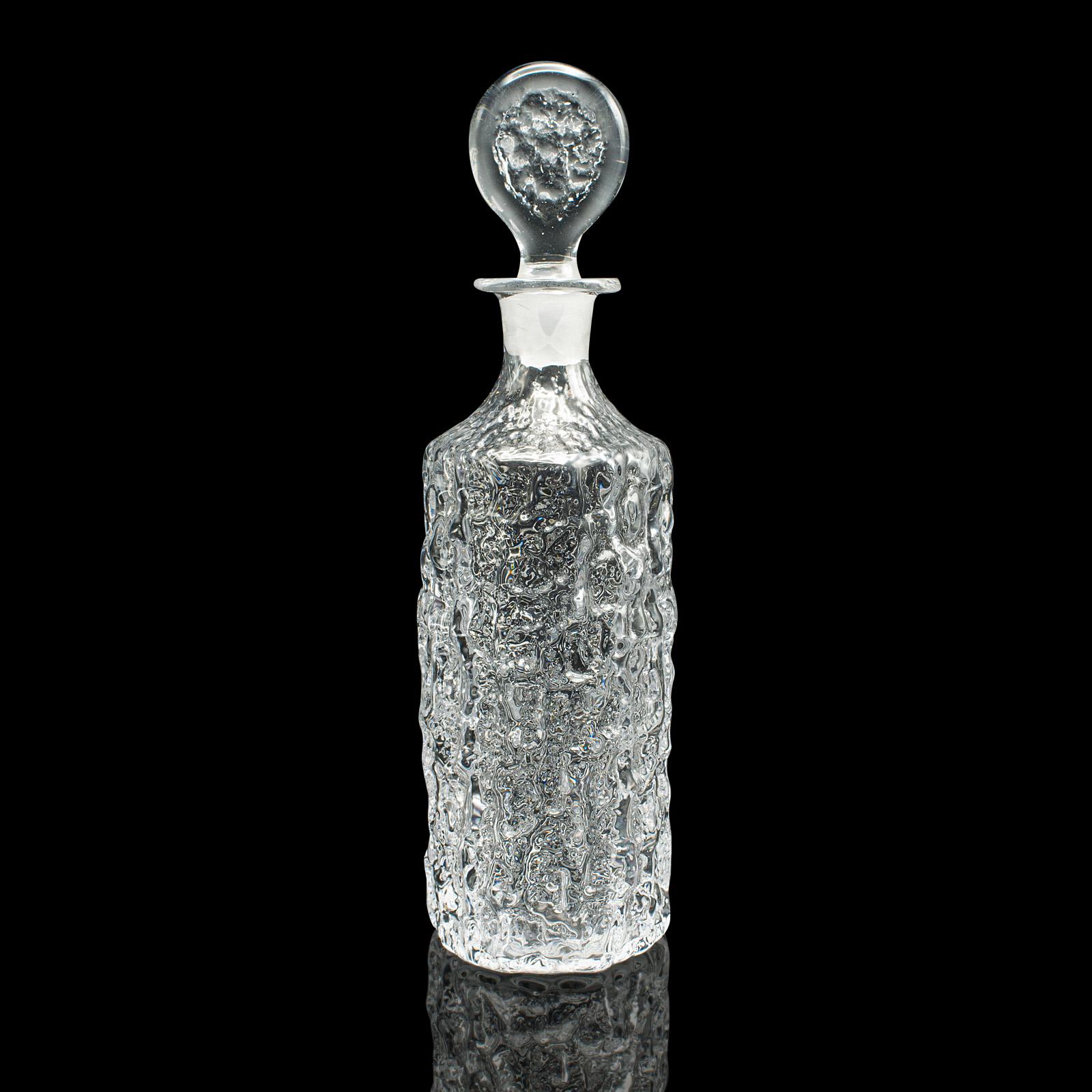 20th Century Vintage Spirit Decanter, Italian, Art Glass, Glacier Finish, Liqueur, Aperitif For Sale
