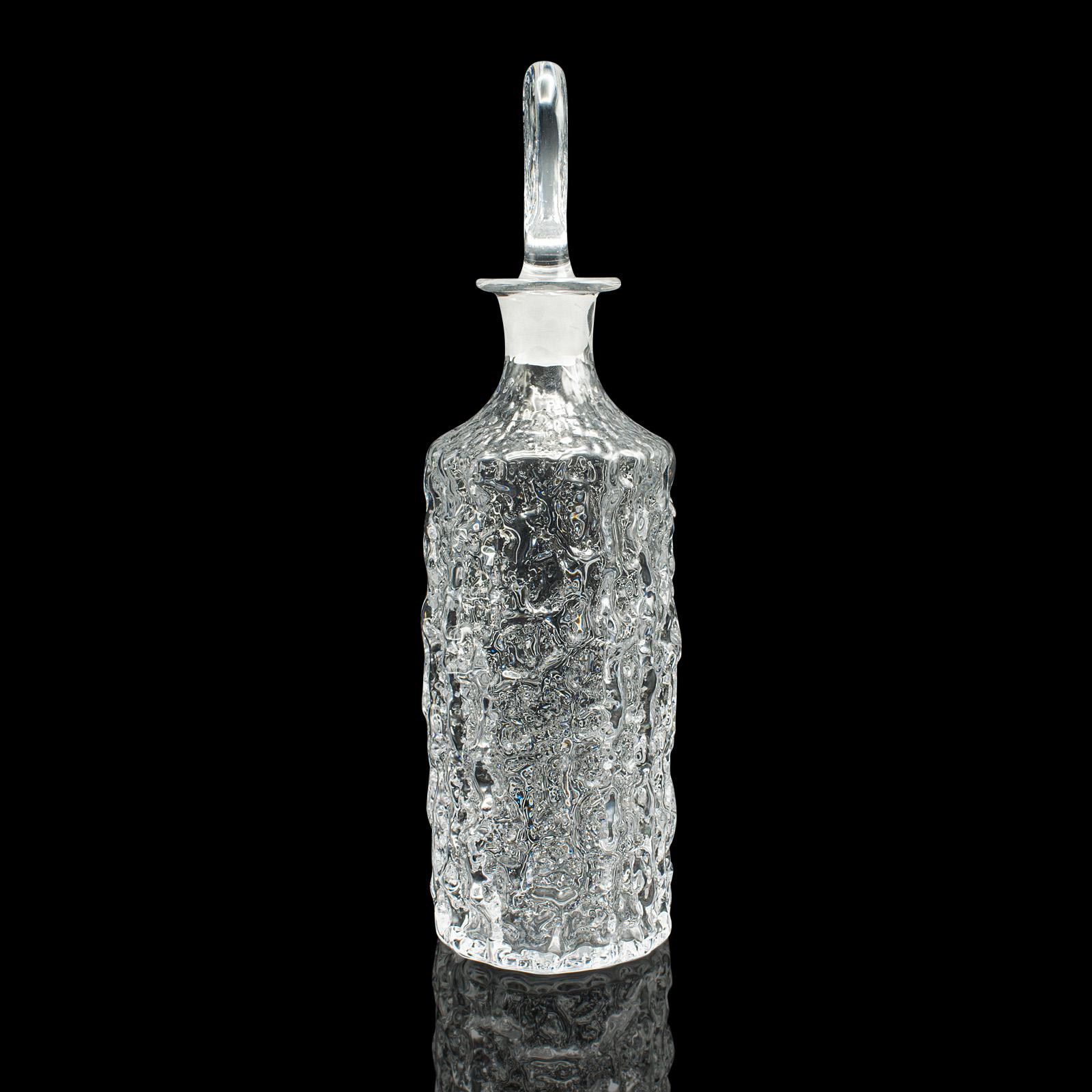Vintage Spirit Decanter, Italian, Art Glass, Glacier Finish, Liqueur, Aperitif For Sale 1