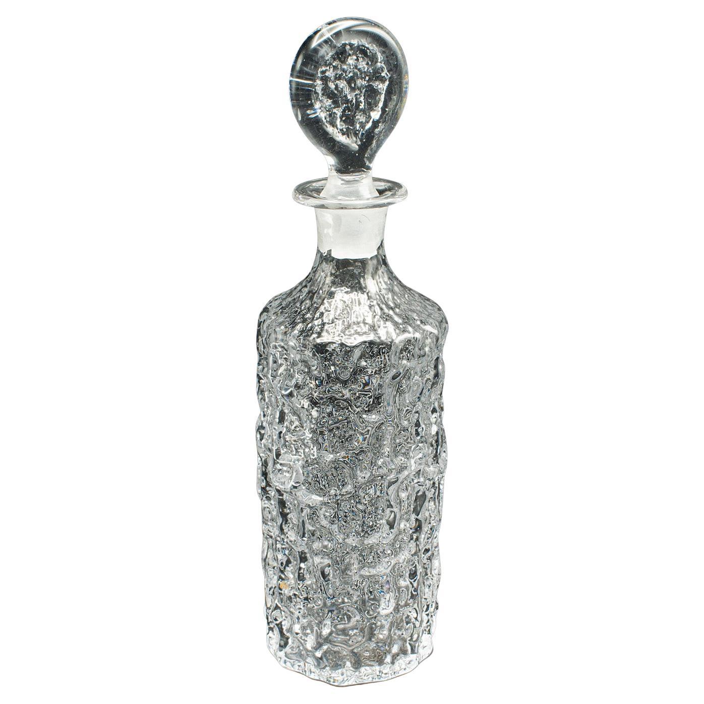 Vintage Spirit Decanter, Italian, Art Glass, Glacier Finish, Liqueur, Aperitif