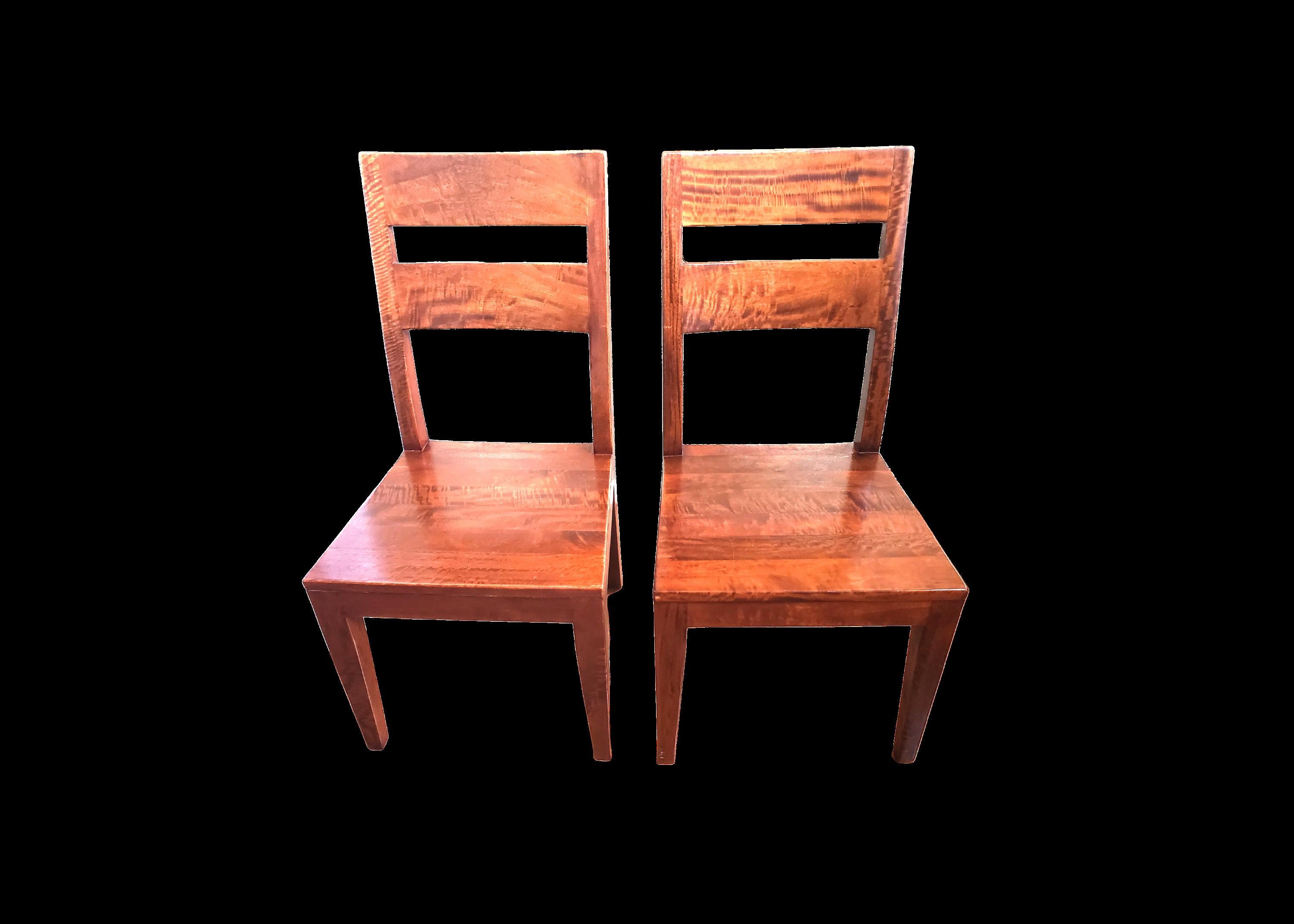 Vintage Splendid Solid Bubinga Wood Chairs, a Pair For Sale 2