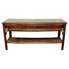 Vintage Split Bamboo Console Sofa Table style of Rising Sun 