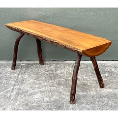 Vintage Split Log Bench