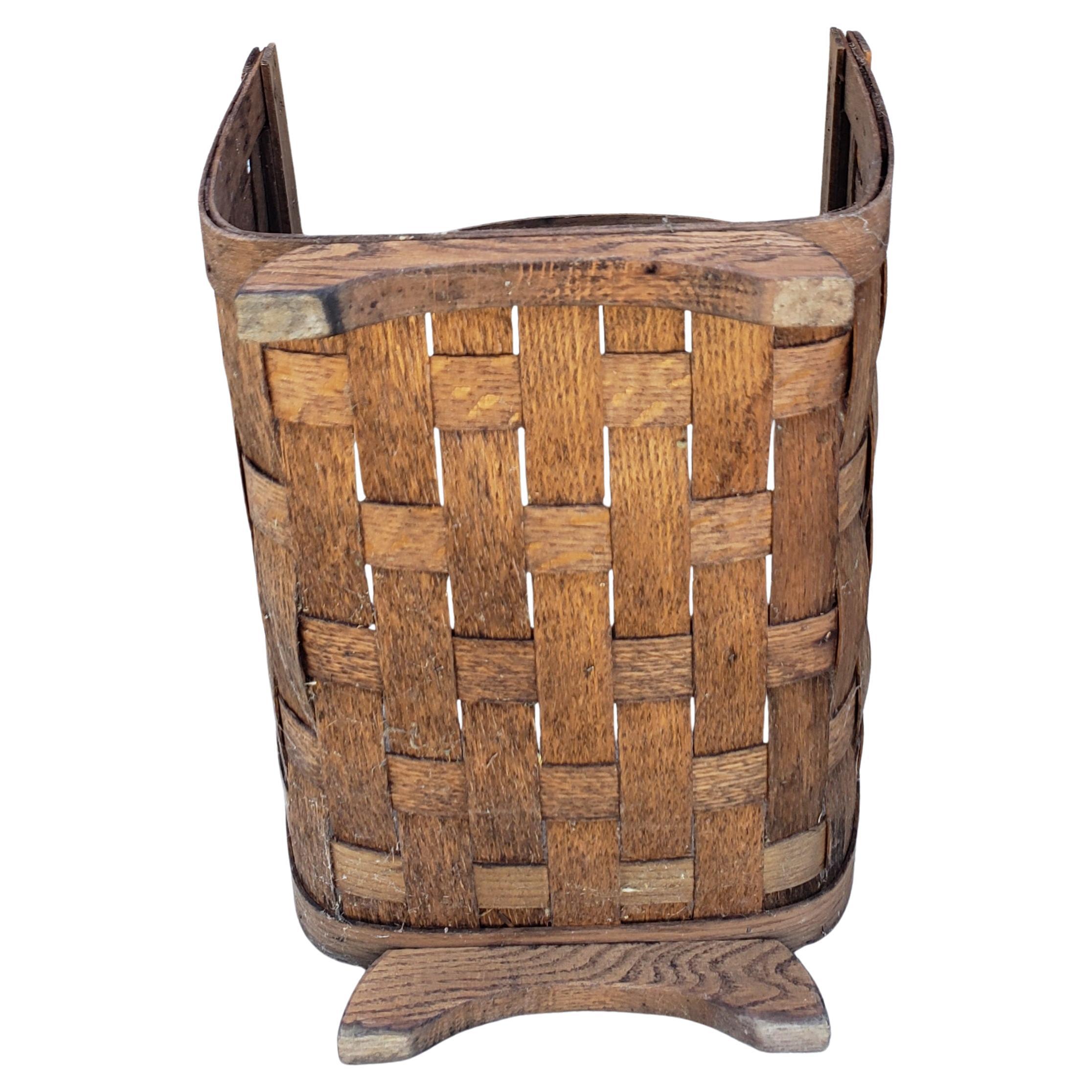 American Vintage Split Oak Fireplace Logs Holder Basket