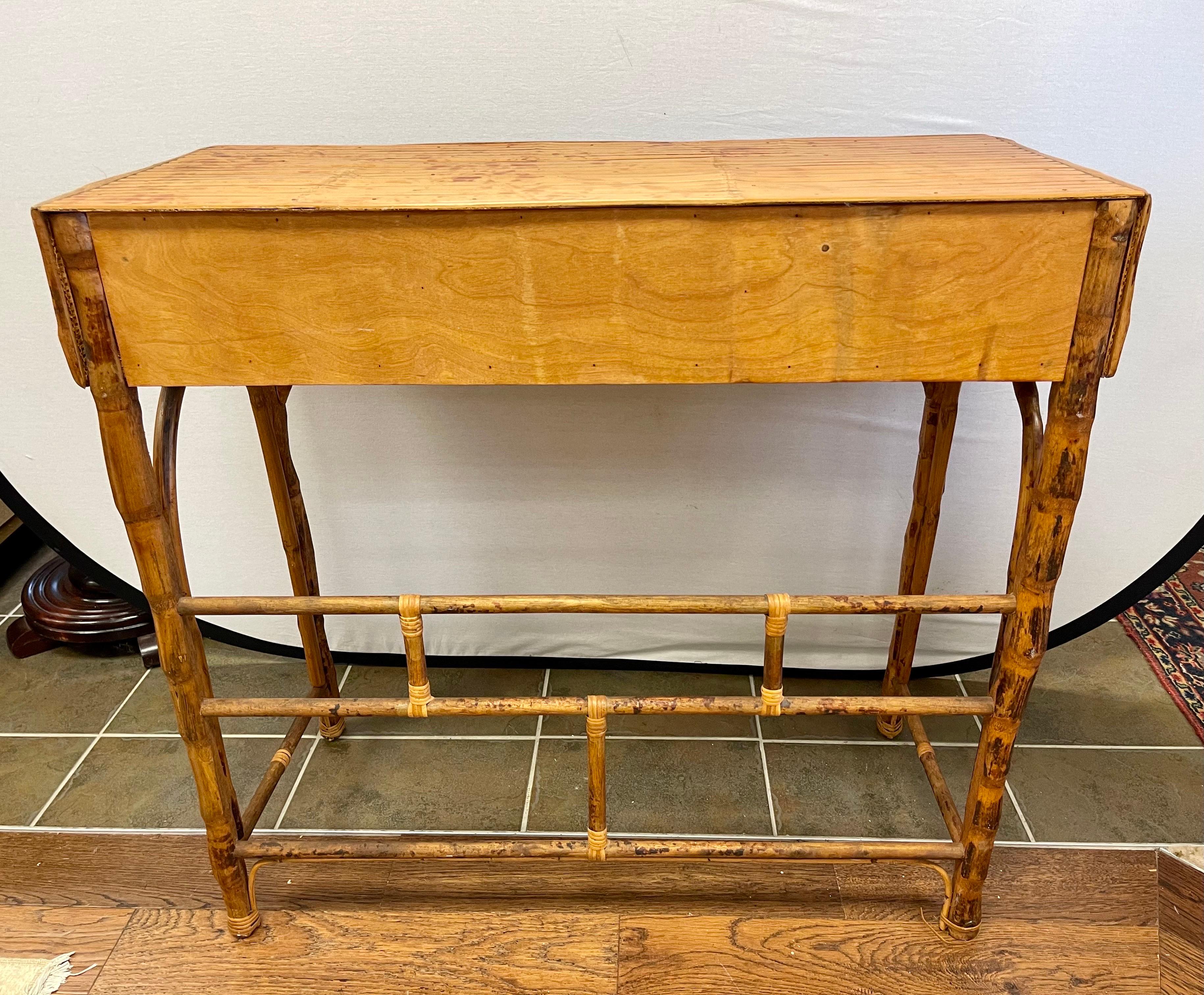 Vintage Split Reed Bamboo and Cane Console Table 1
