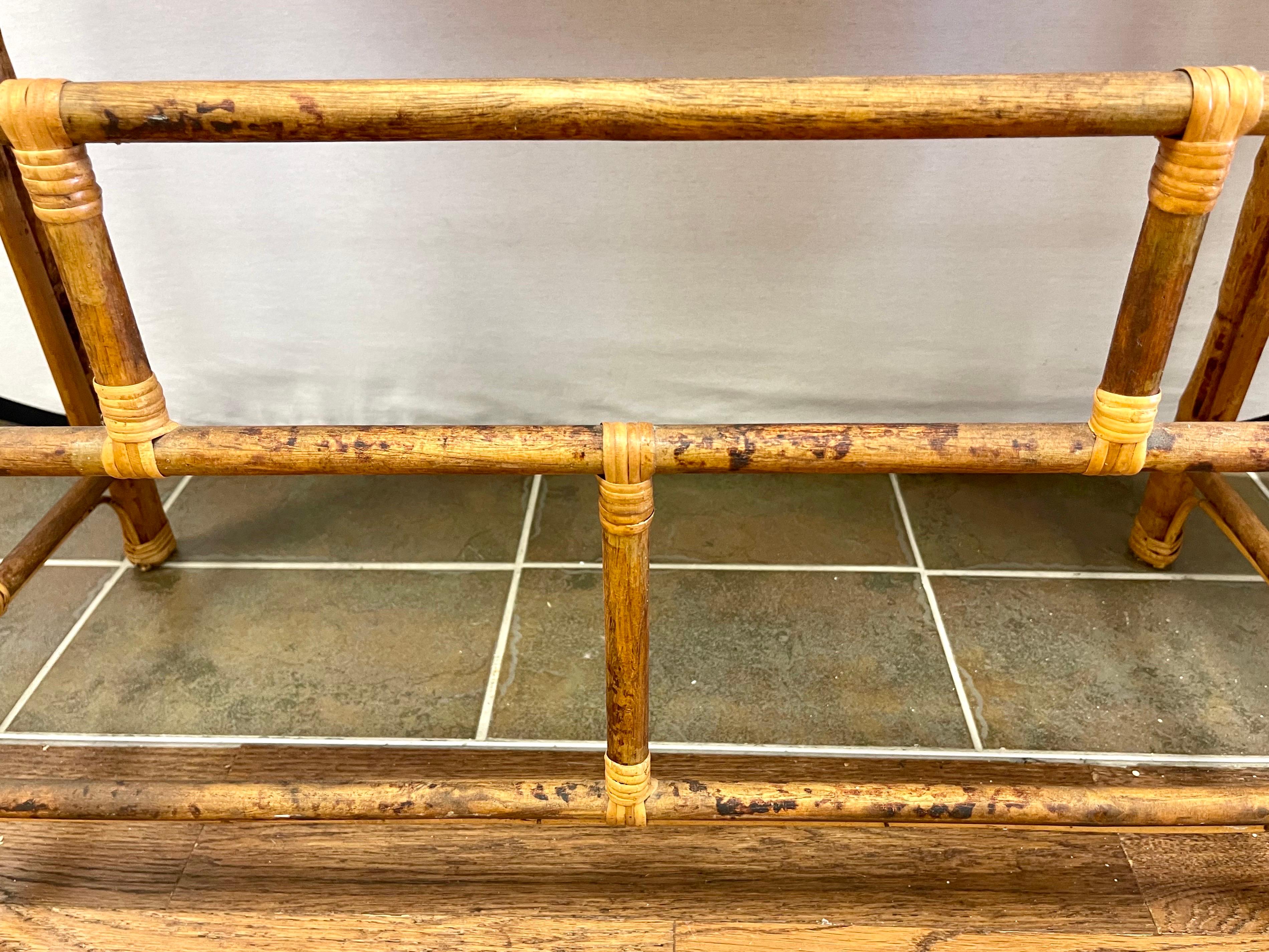 Vintage Split Reed Bamboo and Cane Console Table 2