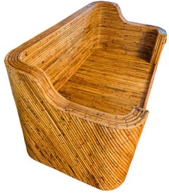 Vintage Split-Reed Bamboo Settee Sofa Loveseat