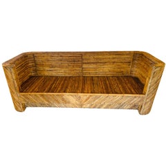 Vintage Split-Reed Bamboo Sofa in the Mode of Gabriella Crespi