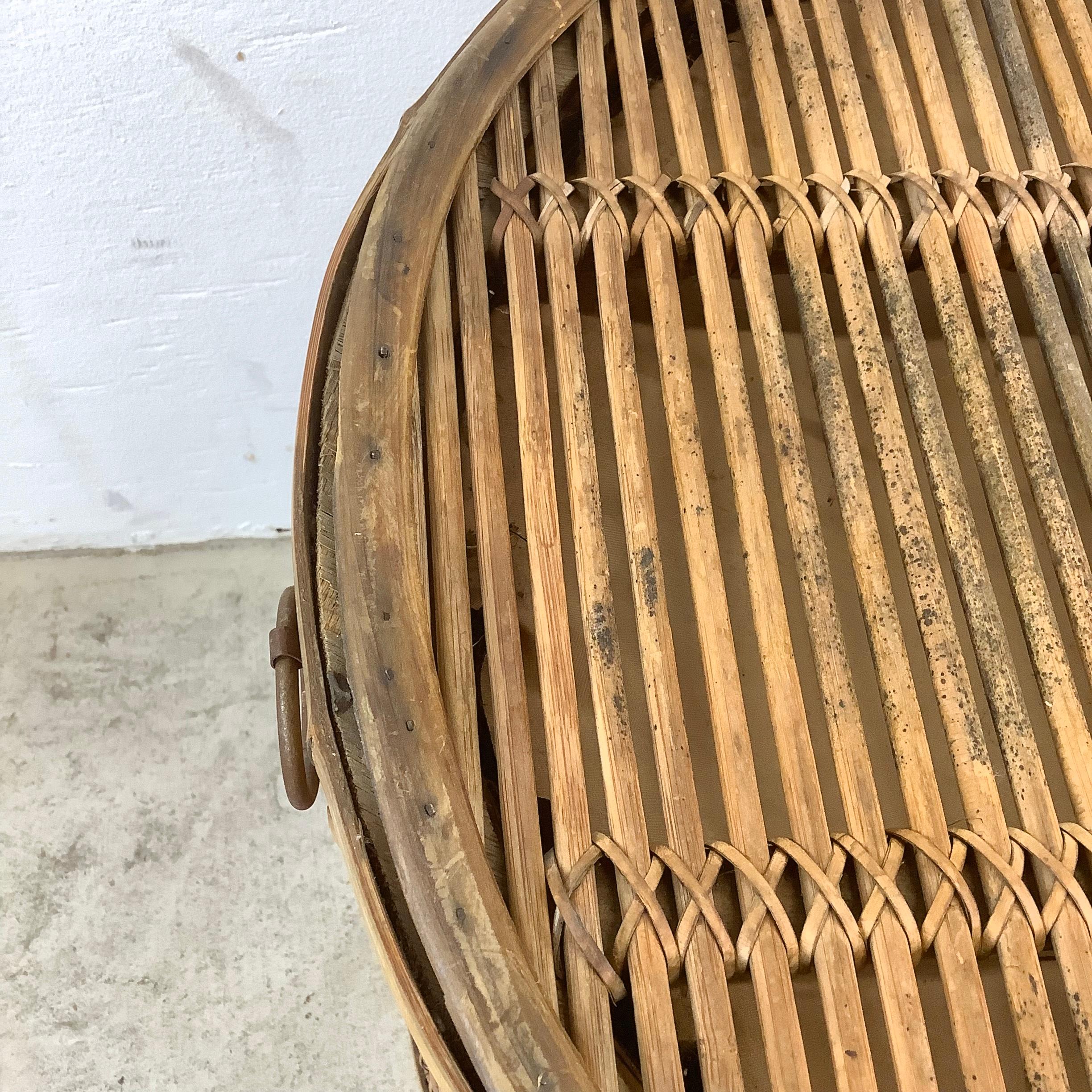 Vintage Split Reed Basket With lid For Sale 8