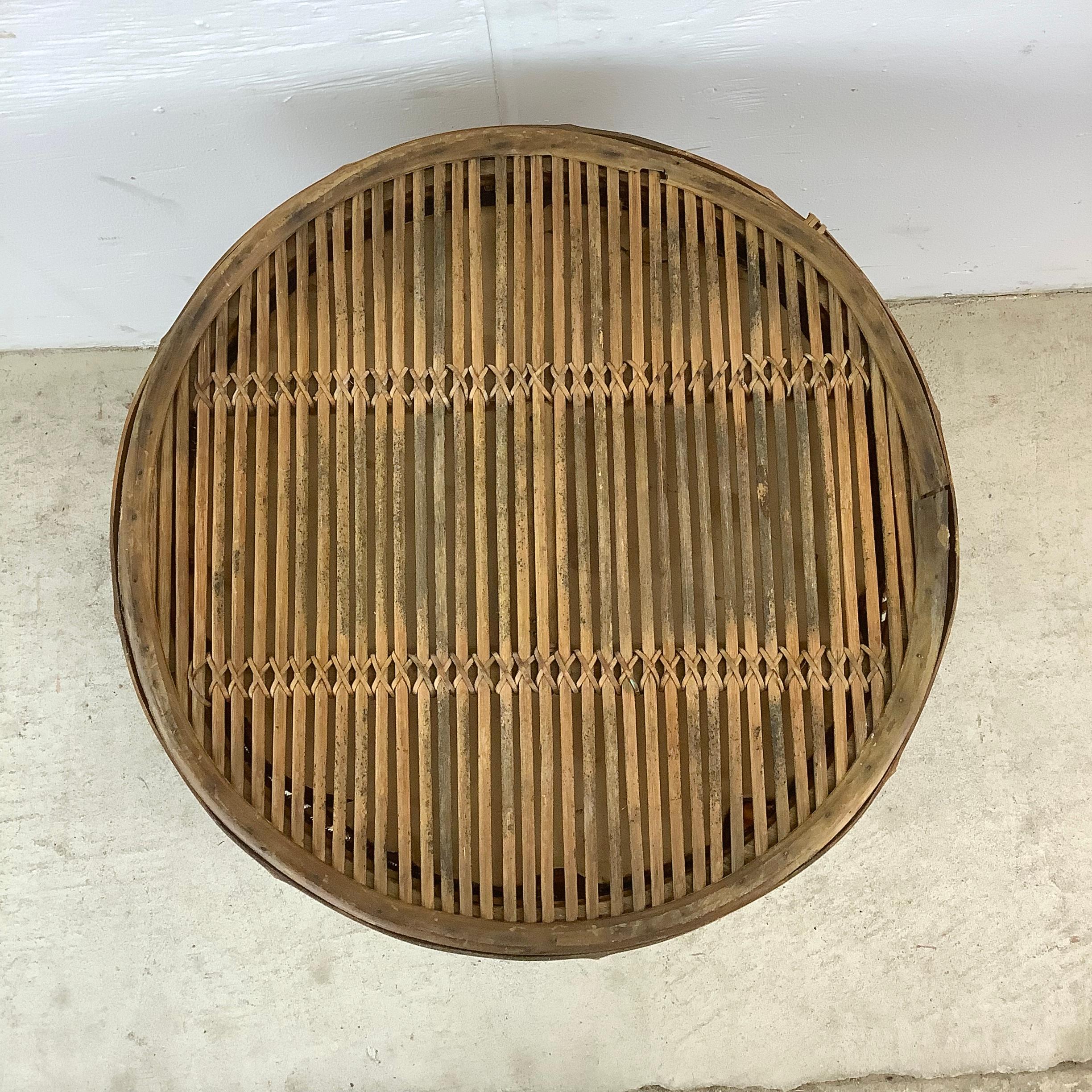 Unknown Vintage Split Reed Basket With lid For Sale