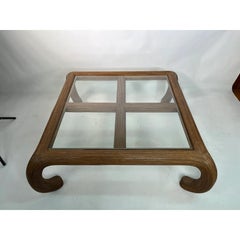 Vintage Split Reed Rattan Chow Leg Coffee Table