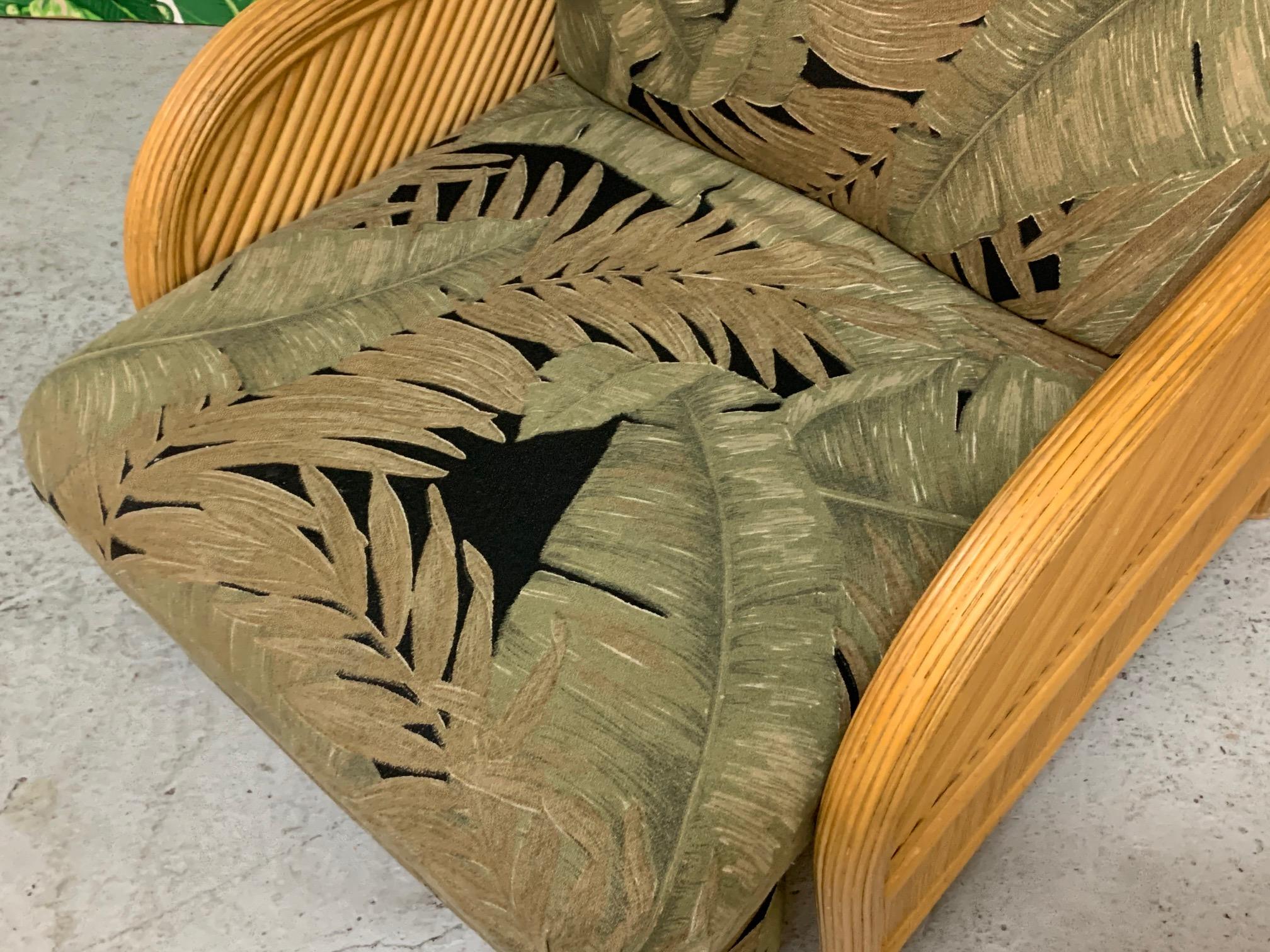 Hollywood Regency Vintage Split Reed Rattan Recliner For Sale
