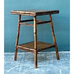 Vintage Split Reed Side Table