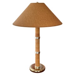 Vintage split reed wrapped column table lamp, circa 1970s
