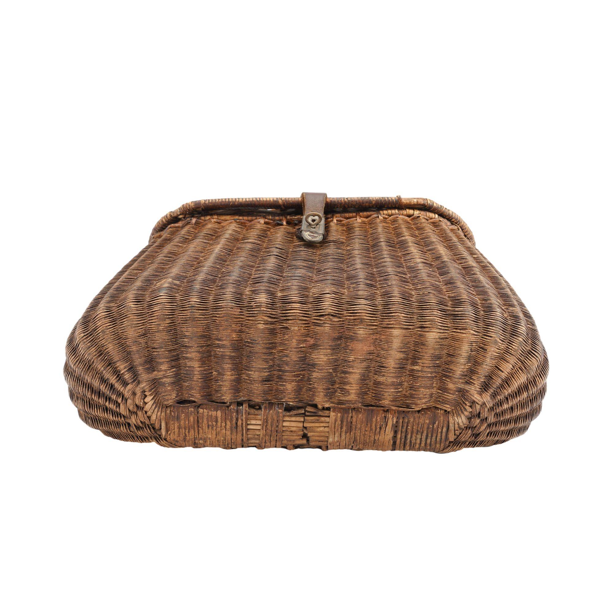Vintage split willow Adirondack creel, 1910-20 4