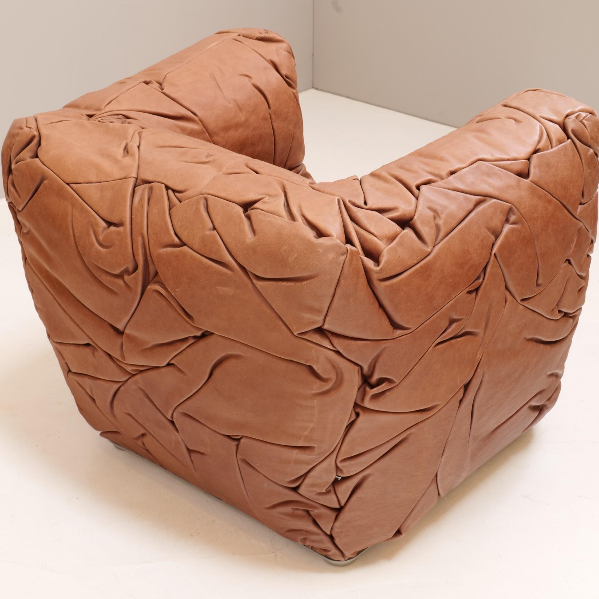 Vintage Sponge Leather Arm Chair by Peter Traag for Edra In Good Condition In Saarbrücken, SL