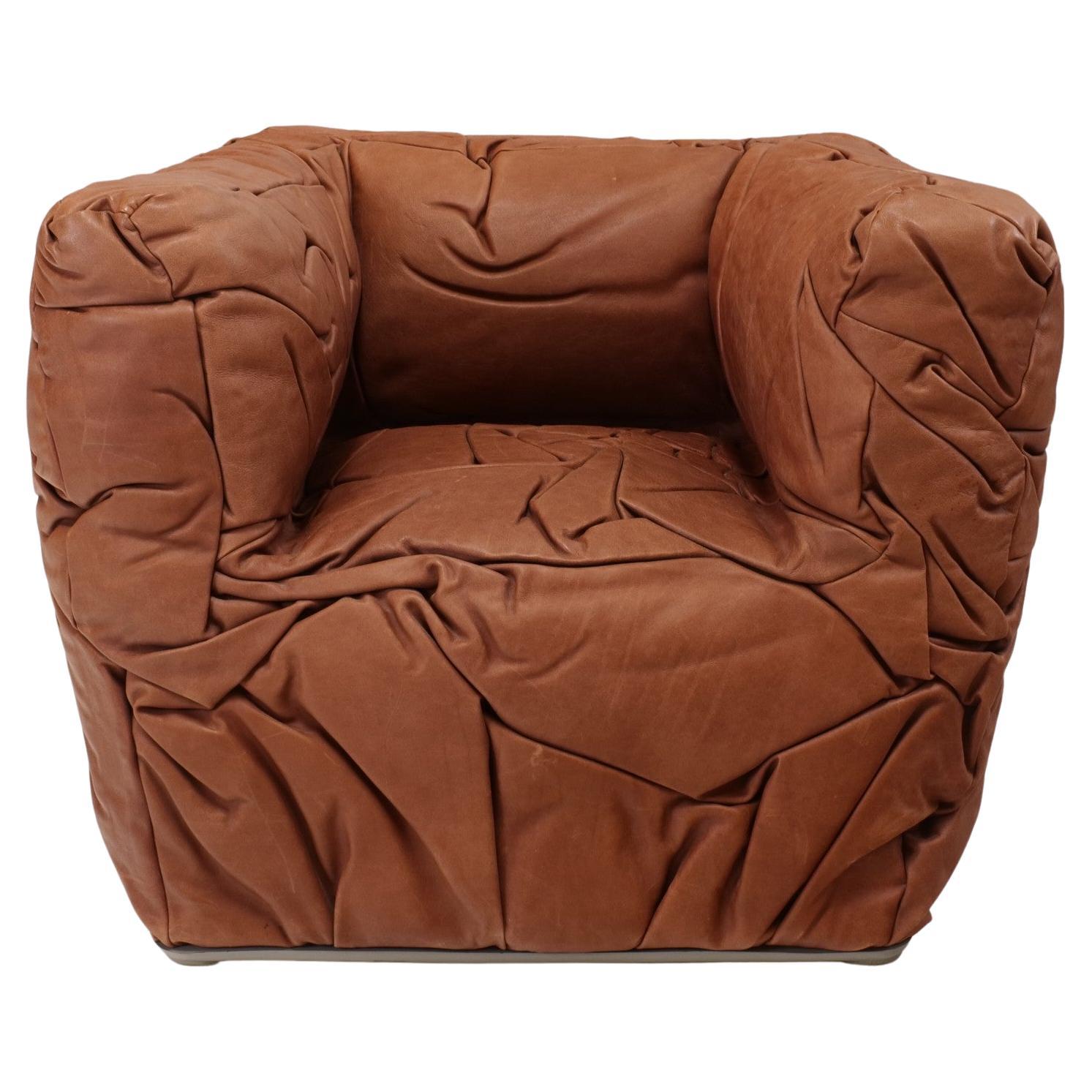 Vintage Sponge Leather Arm Chair by Peter Traag for Edra For Sale