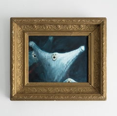 Vintage Spooky Painting Depicting Three Ghosts, Original Gouache, 20th Century