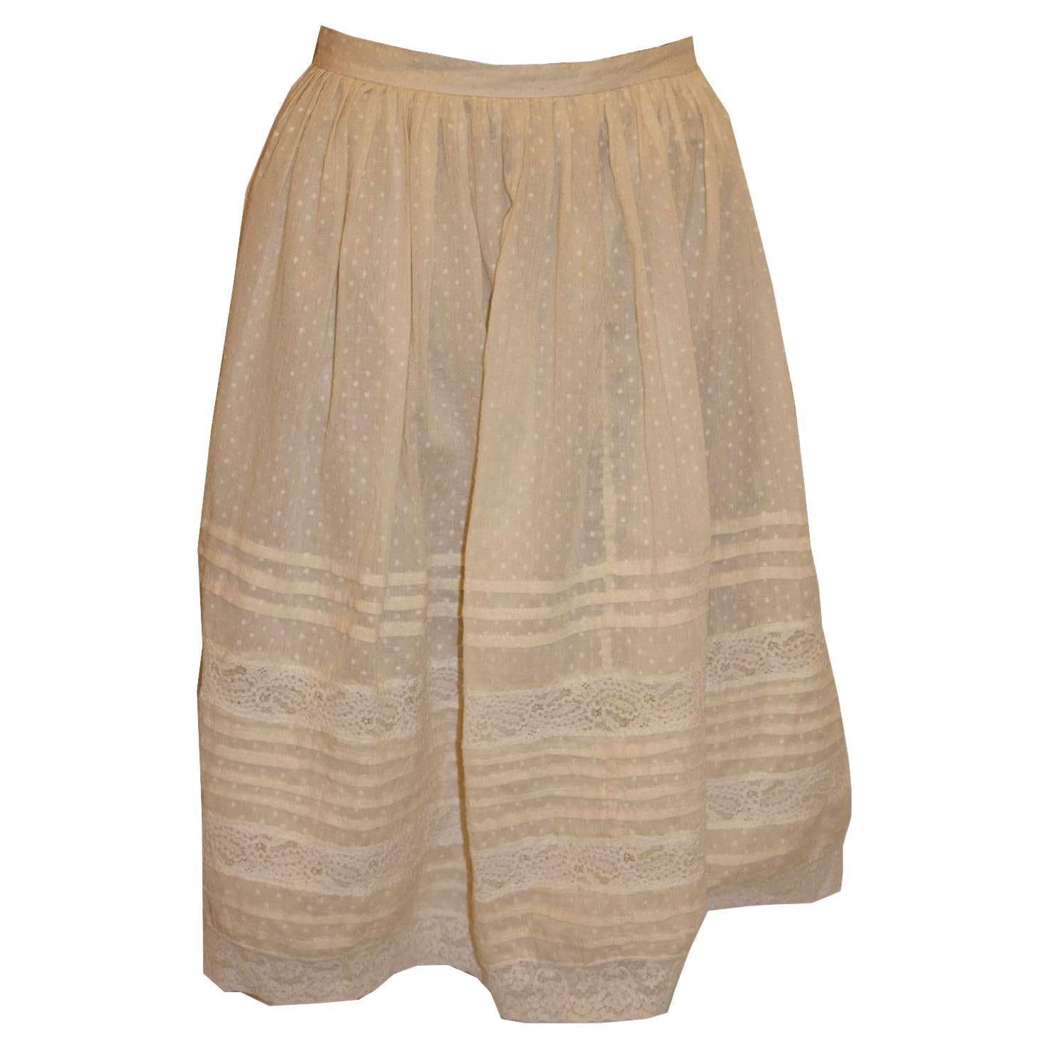 Vintage Spot Swiss Cotton Gathered  Skirt For Sale