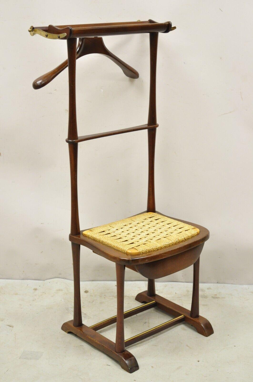 Vintage SPQR Mid Century Italian Modern Clothing Valet Seat Chair with Drawer For Sale 3
