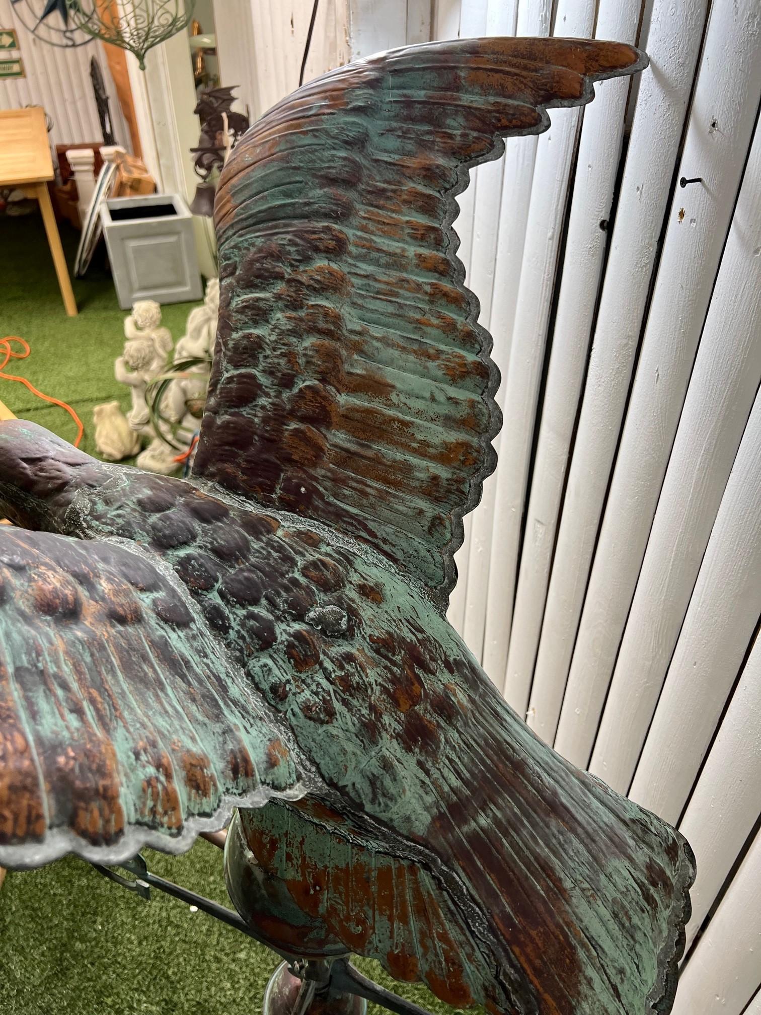 Vintage Spread Winged Copper Eagle Weathervane W/ Sphere, Arrow, Directionals 3