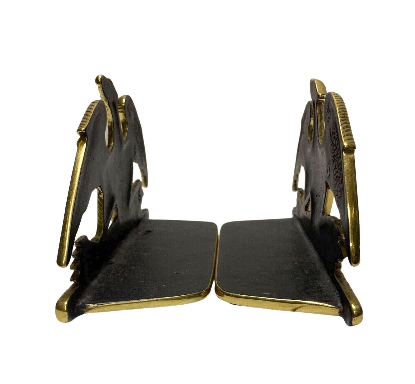 Federal Vintage Spreadwing Brass Eagle Bookends by Virginia Metalcrafters, 1952