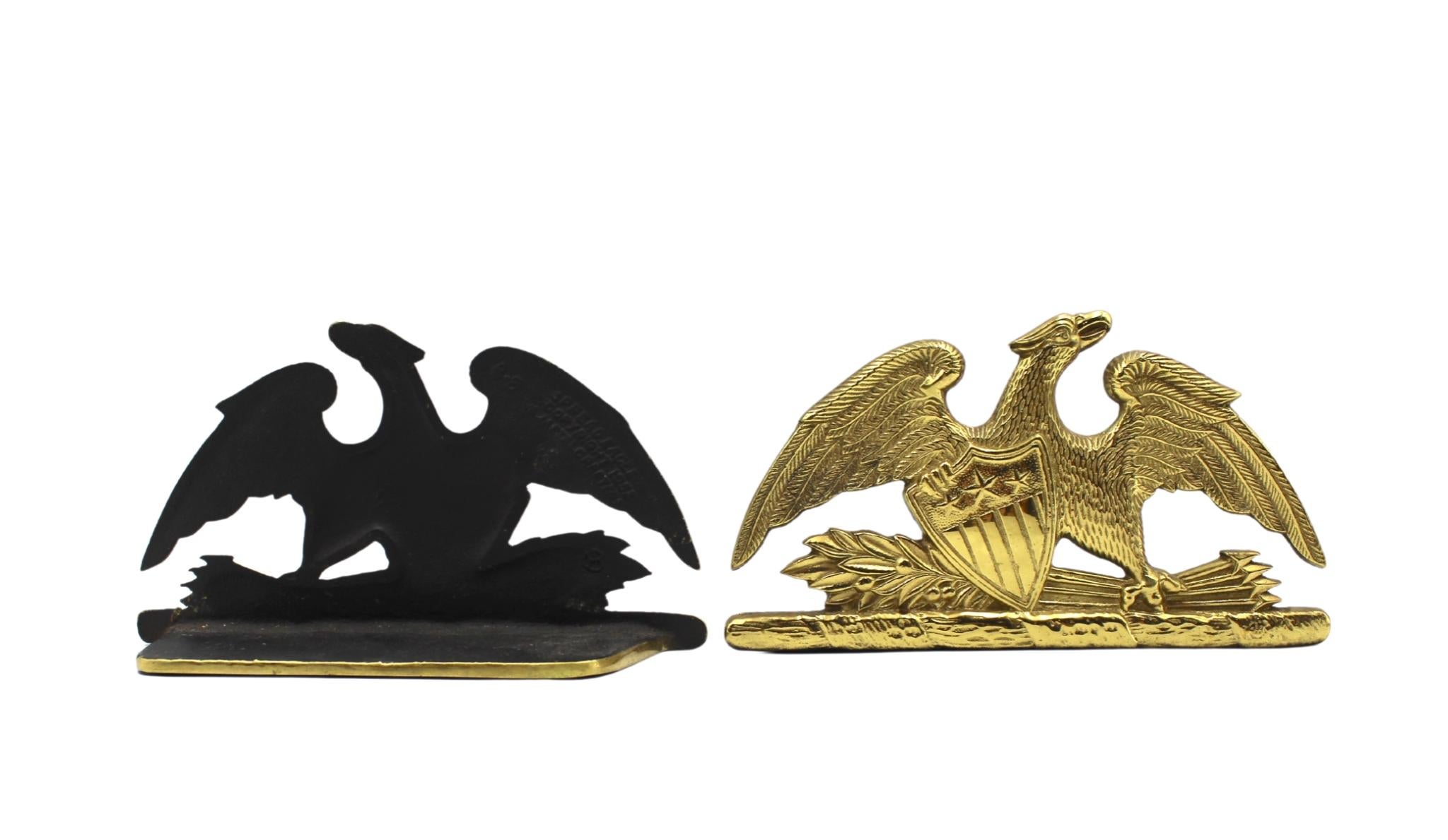 American Vintage Spreadwing Brass Eagle Bookends by Virginia Metalcrafters, 1952