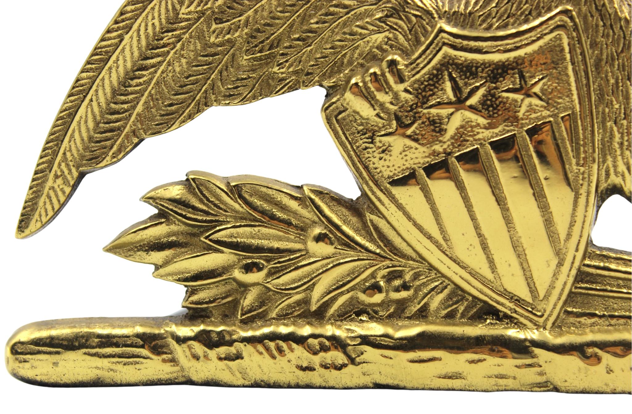 Vintage Spreadwing Brass Eagle Bookends by Virginia Metalcrafters, 1952 In Good Condition In Colorado Springs, CO